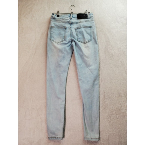 Womens Jeans Size 28 Blue Denim Cotton Light Wash Pockets Flat Front‎ Skinny Fit - Picture 2 of 8